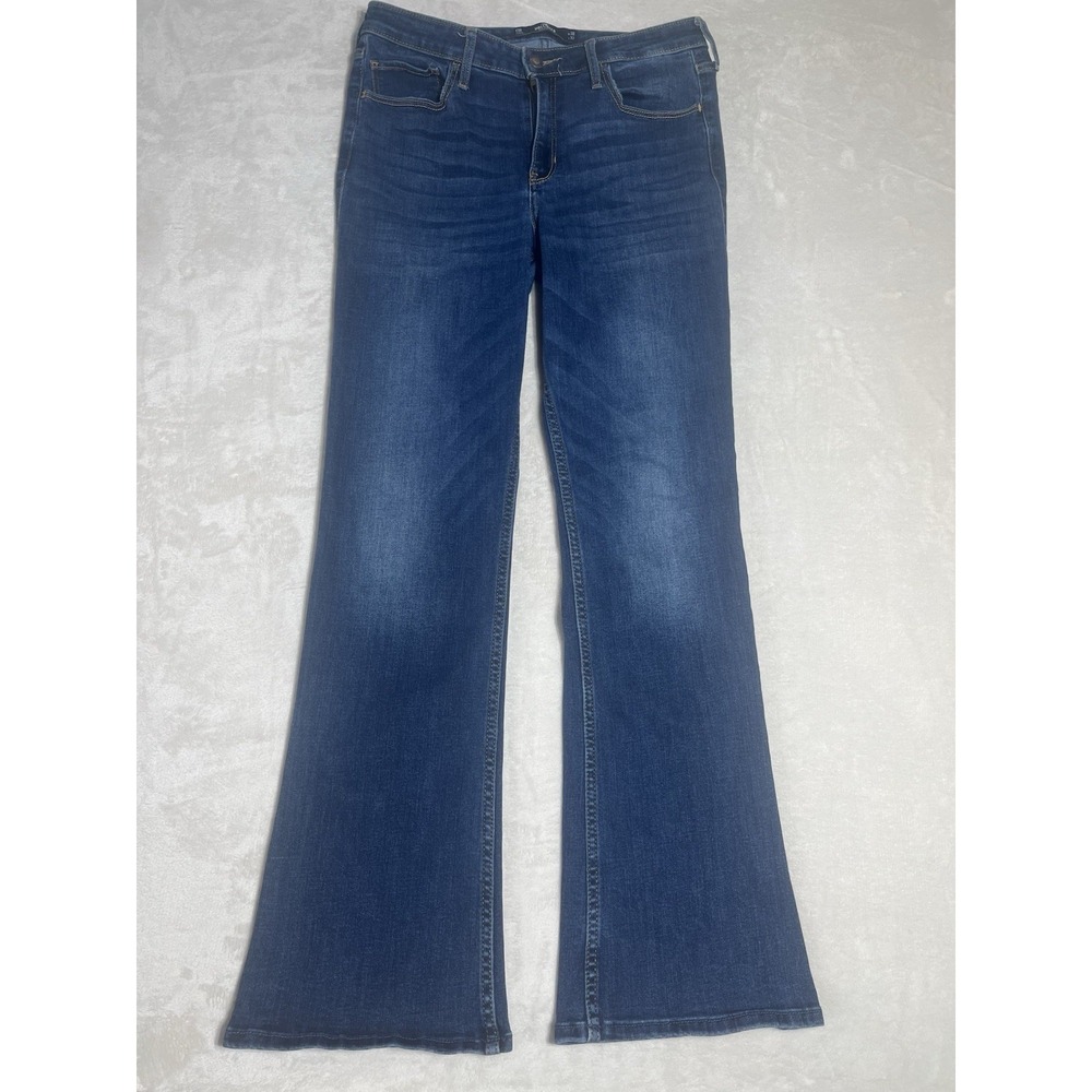 Hollister Jeans Womens 11R 30x32 Blue Bootcut Mid-Rise Stretch Denim Whiskering